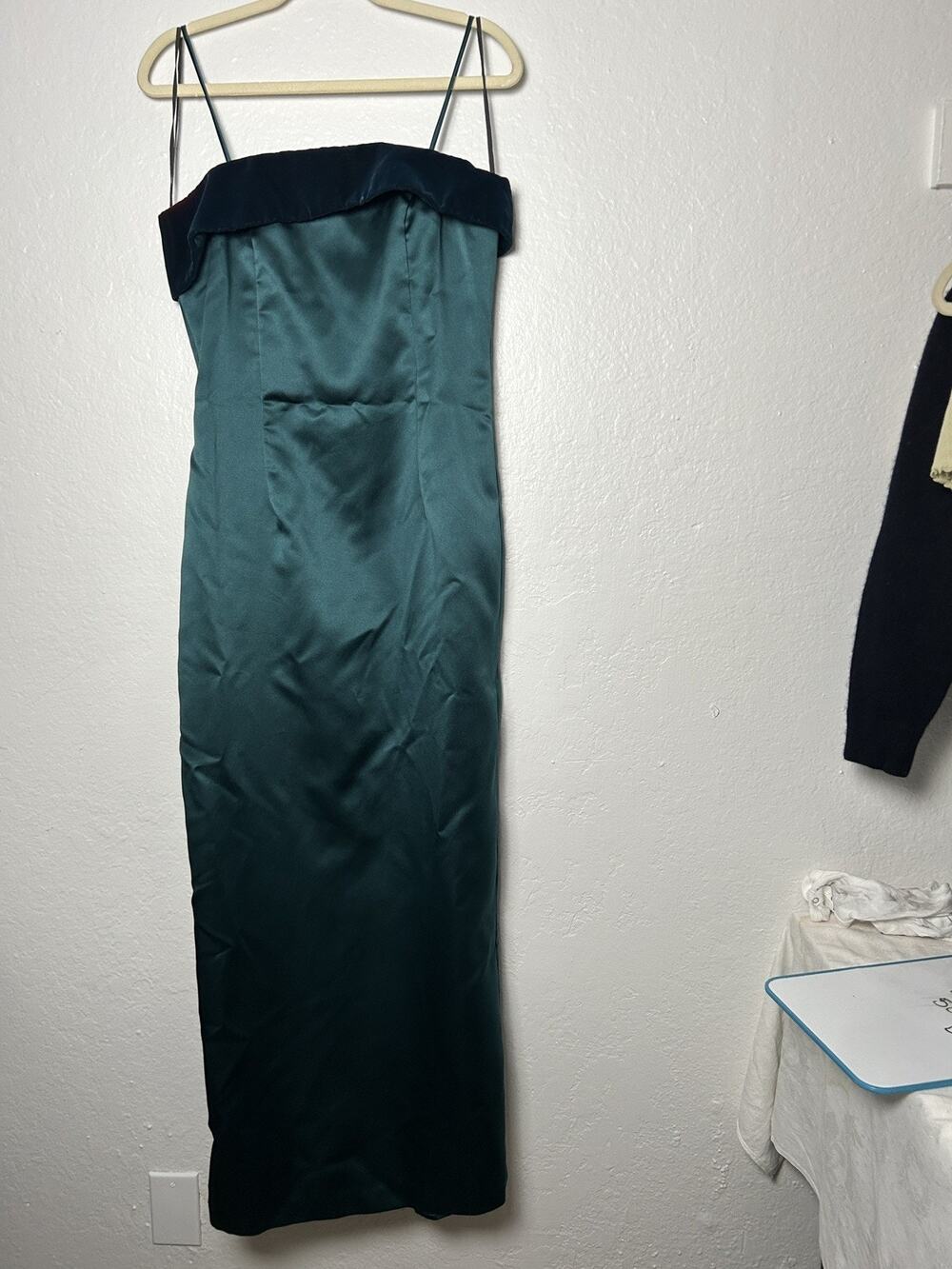 Vtg Dave & Johnny Green Velvet Top Bow 1990s Formal Dress Sz Med ESTIMATE